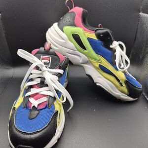 Fila Kids Sneakers in Blue, Yellow, and Pink